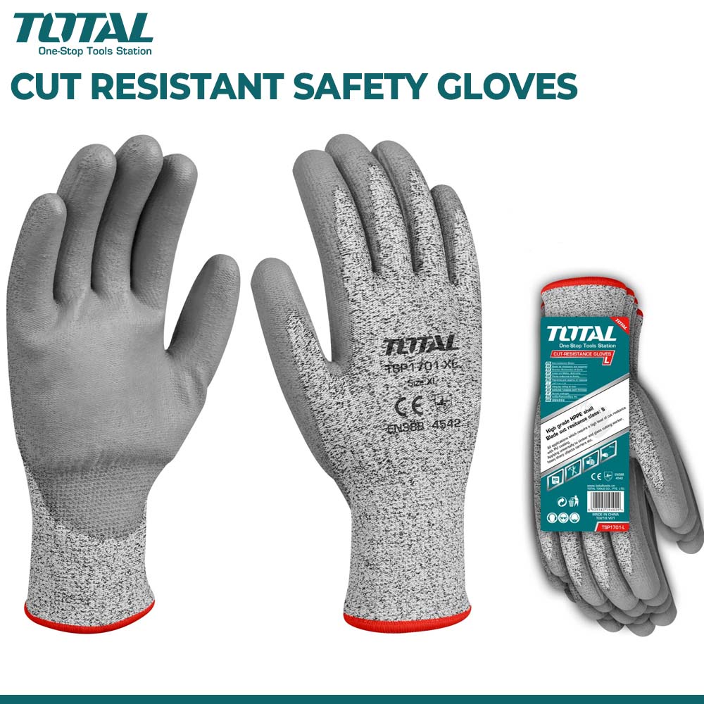 Cut Resistant Gloves XL | 5 Pairs Level 5 HPPE Safety Gloves for Glass & Timber Work