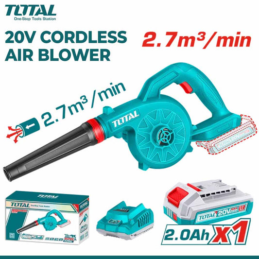 TOTAL TABLI20781 Cordless Blower 20V | 18,000 RPM, 2.7m³/min with Battery & Charger