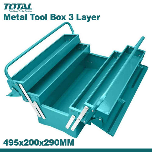 TOTAL 3 Tier Steel Tool Box THT10701 for Workshop & Garage Use
