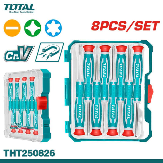 TOTAL Precision Screwdriver Set 8pcs THT250826 for Electronics Repair Tools