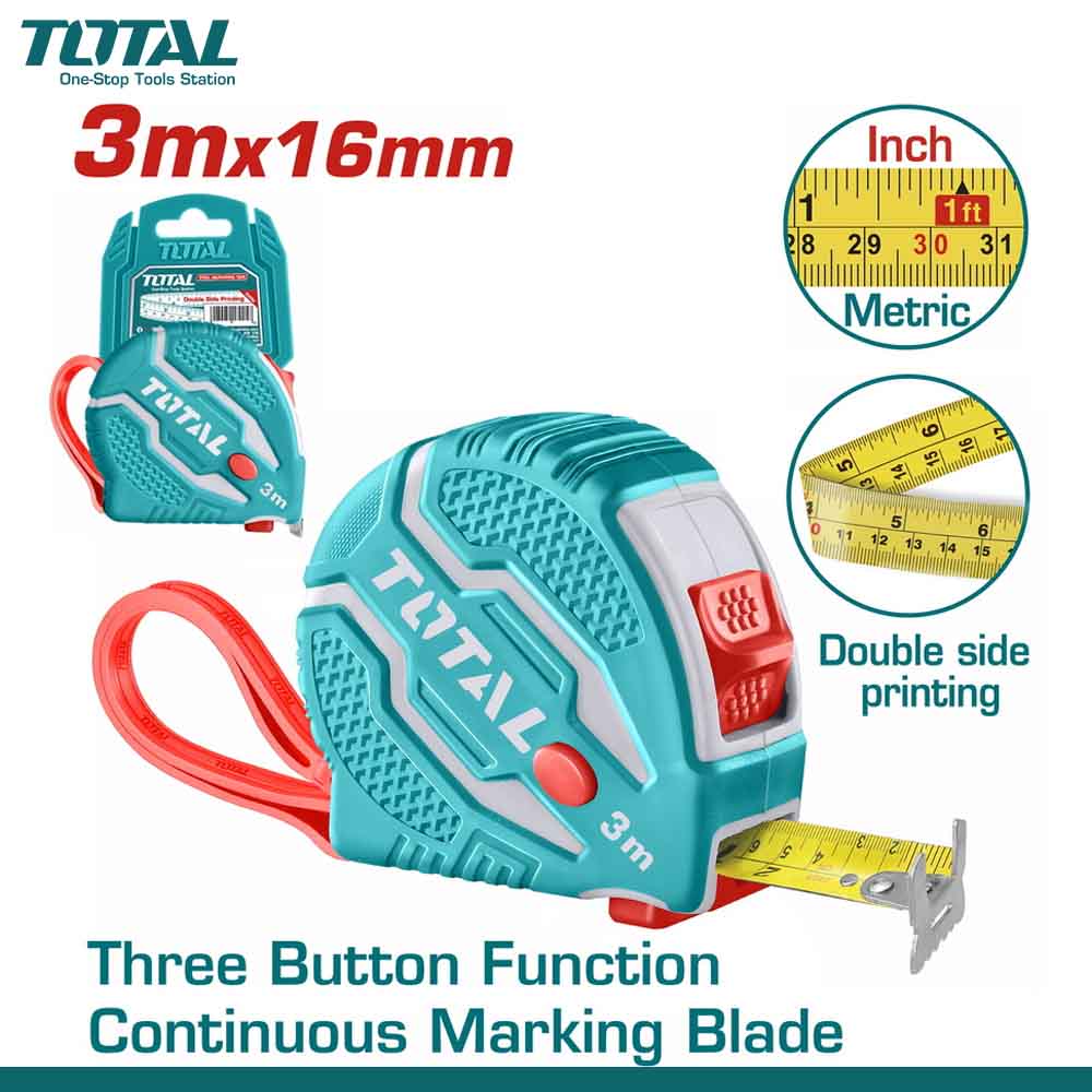 TOTAL TMT121031 Tape Measure 3 Meter Steel Blade