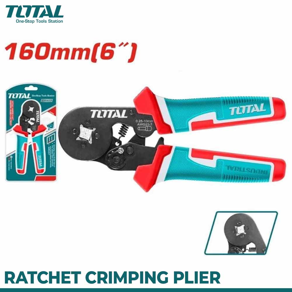 TOTAL THCPG2510 6" Ratchet Crimping Plier | 0.25-10mm²
