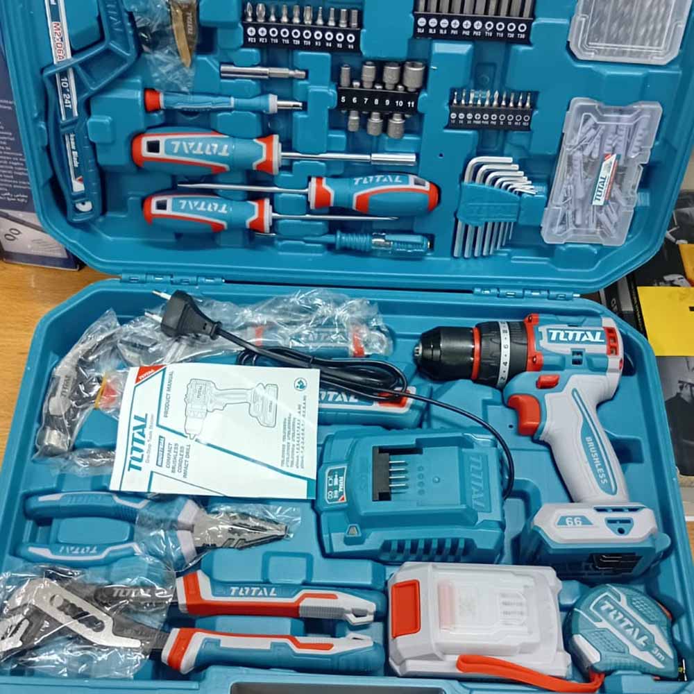 166 Piece Tool Kit with Cordless Drill, Battery & Accessories