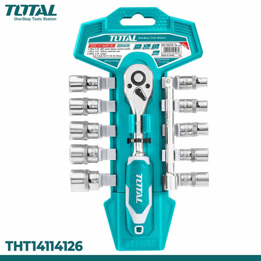 TOTAL 1/4" Socket Set 12PCS | Professional Hand Tool Kit Pakistan