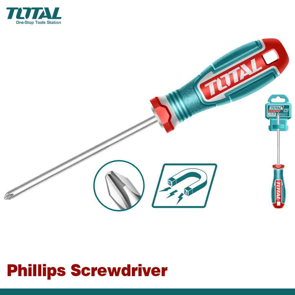 TOTAL Magnetic Phillips PH2 Screwdriver - 3 Color Grip