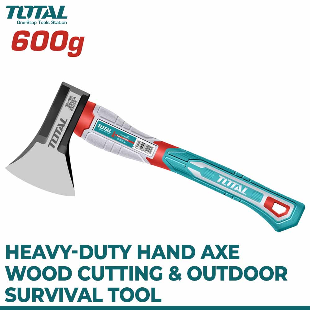 TOTAL THAX061600 Fiberglass Handle Axe 600g | Wood Cutting & Outdoor Survival Tool